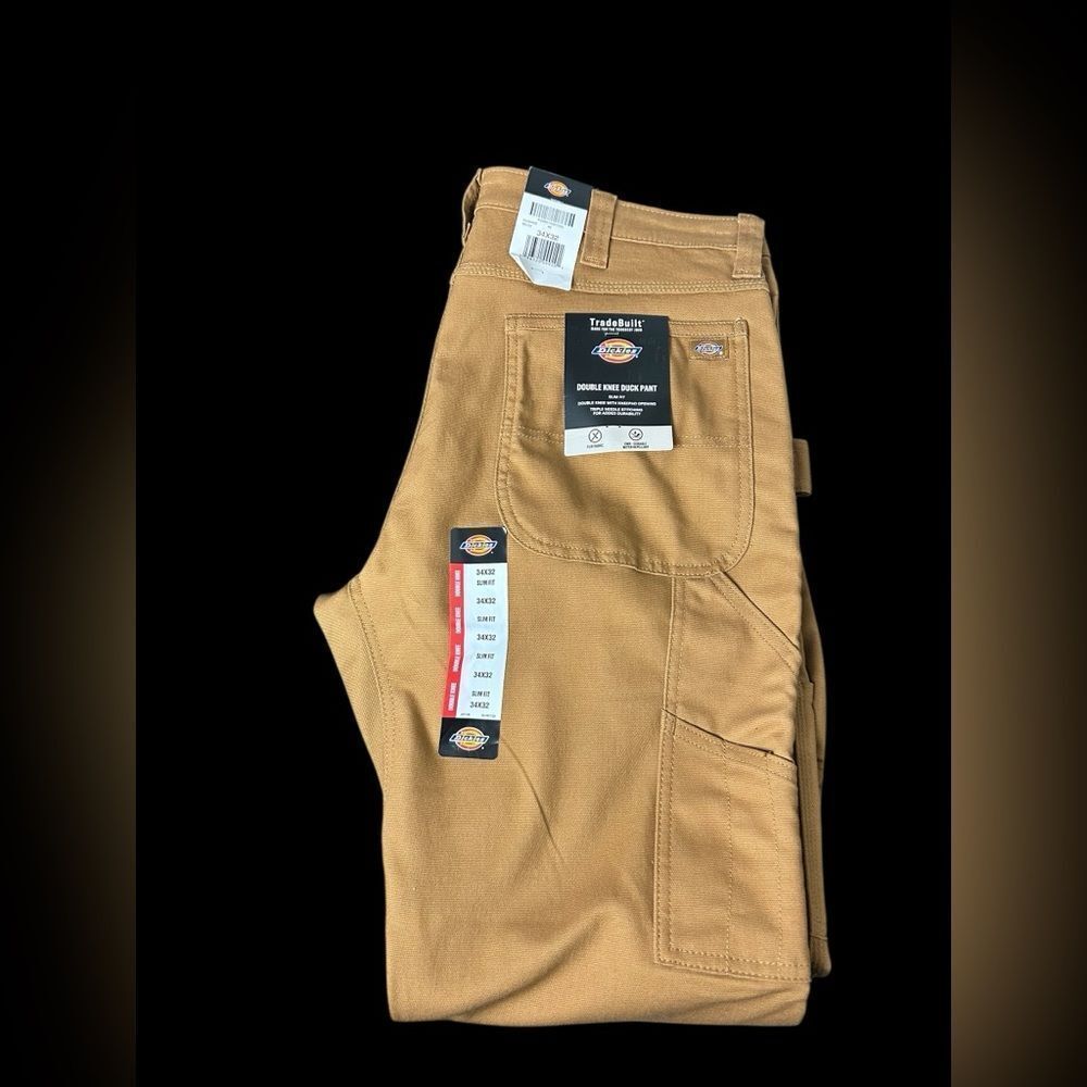 NWT Dickies Men's Brown Double knee duck pants Size 34/32
